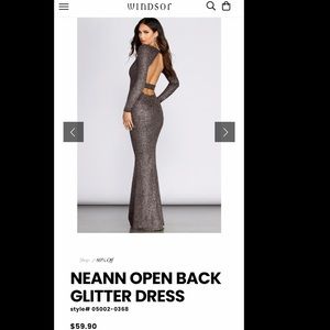 Windsor - Open Back Dress - Sprakle Grey -size L